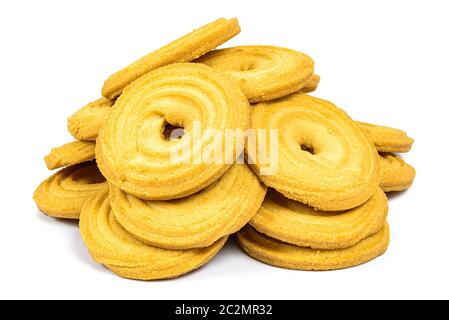 Tas de biscuits isolated on white background with clipping path Banque D'Images