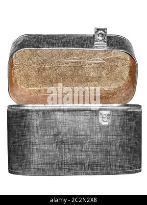 Ouvrir la vieille valise avec un verrou de plateau Banque D'Images