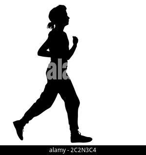 Silhouettes porteur sur sprint, les femmes. vector illustration Banque D'Images