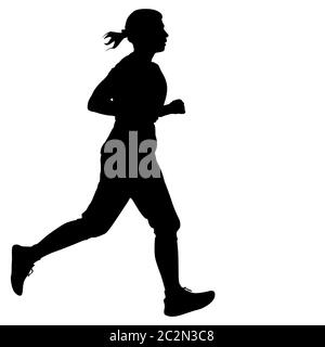 Silhouettes porteur sur sprint, les femmes. vector illustration Banque D'Images