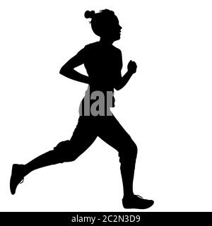 Silhouettes porteur sur sprint, les femmes. vector illustration Banque D'Images