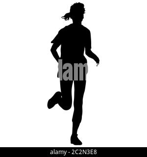 Silhouettes porteur sur sprint, les femmes. vector illustration Banque D'Images