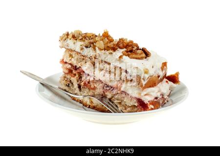 Tarte de gâteau délicieux avec garniture de pomme et de crème fouettée Banque D'Images