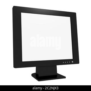 Écran LCD simple avec une illustration 3D à écran vierge, isolé sur un fond blanc. Banque D'Images