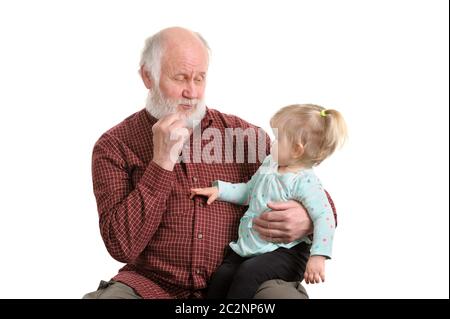 Bon vieux grand-père et sa petite-fille Banque D'Images