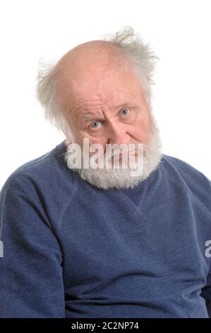 Vieil homme triste déprimant portrait isolé Banque D'Images