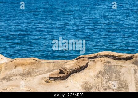 Le rocher de la chaussure de fées à Yehliu Geopark, nouvelle ville de taipei, taïwan Banque D'Images