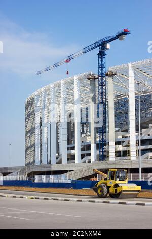 À Nijni Novgorod Construction du stade Banque D'Images