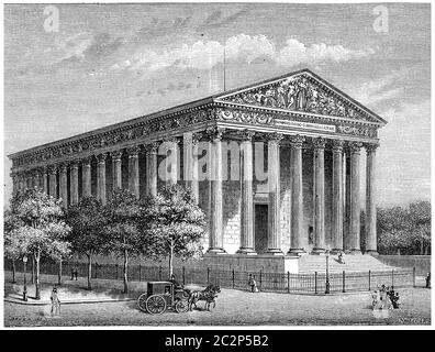 Le Temple de la gloire (église de la Madeleine), illustration gravée d'époque. Histoire de la France – 1885. Banque D'Images