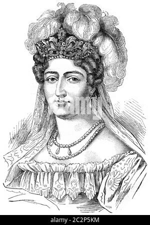 Duchesse d'Angoulême, illustration gravée d'époque. Histoire de la France – 1885. Banque D'Images