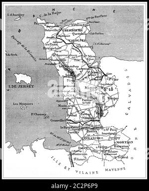 Plan du département de Maine-et-Loire, vintage engraved illustration. Journal des voyages, Journal de voyage, (1879-1880). Banque D'Images