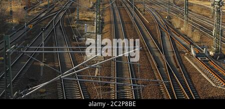 Les voies de train arrière-plan Banque D'Images