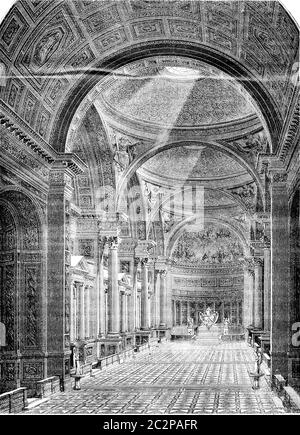 Église de la Madeleine, illustration gravée d'époque. Magasin Pittoresque 1843. Banque D'Images