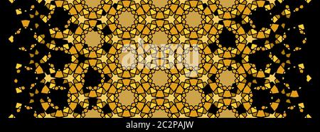 Motif or riche en Arabesque. Motif vectoriel sans couture Arabesque. Texture demi-teinte géométrique avec désintégration de la mosaïque de couleurs Illustration de Vecteur