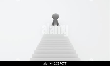 Escaliers avec marches menant à la serrure, arrière-plan abstrait graphique d'ordinateur, arrière-plan de rendu 3D Banque D'Images
