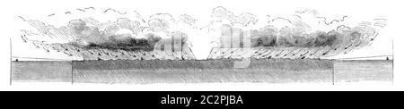 Section Supposons une illustration Cyclone, vintage gravée. Magasin Pittoresque 1861. Banque D'Images