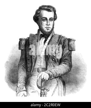 Lieutenant Bellot, illustration gravée d'époque. Magasin Pittoresque 1858. Banque D'Images