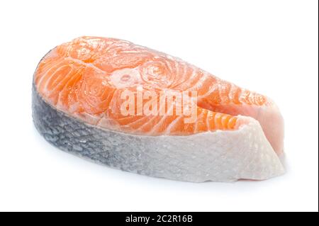 Pavé de saumon cru Isolated On White Banque D'Images