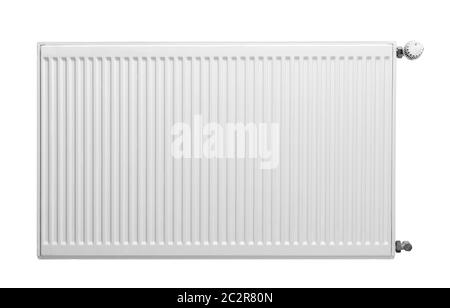 Radiateur de chauffage avec thermostat isolated on white Banque D'Images