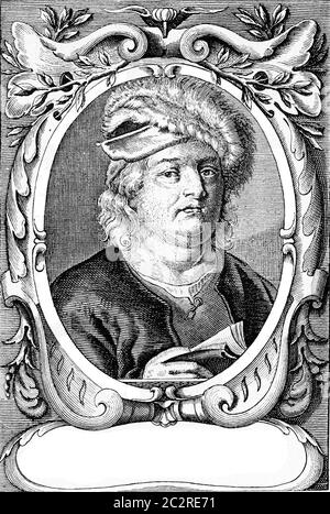 Portrait de Paracelsus, datant de 1540, illustration gravée d'époque. De l'Univers et de l'humanité, 1910. Banque D'Images