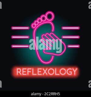 logo de thérapie par zone de réflexologie avec effet de signe néon. illustration vectorielle Illustration de Vecteur