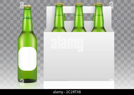 Six packs de maquettes à bière, illustrations vectorielles réalistes Illustration de Vecteur