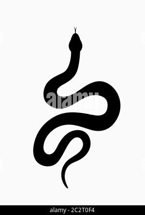 Serpent silhouette noir. Symbole isolé ou serpent d'icône sur fond blanc. Serpent de signe abstrait. Illustration vectorielle Banque D'Images