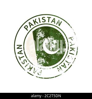 Signe du Pakistan, impression grunge vintage avec drapeau sur blanc Illustration de Vecteur