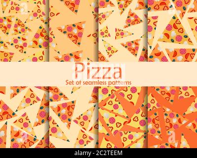 Ensemble de tranches de pizza sans couture. Cuisine italienne, collection de fonds pour les produits promotionnels, papier d'emballage et impression. Illustration vectorielle Illustration de Vecteur