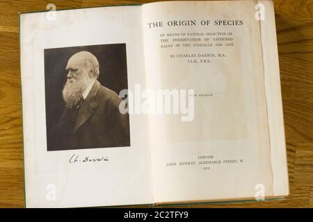 Origine des espèces, page de titre. édition 1902. Banque D'Images