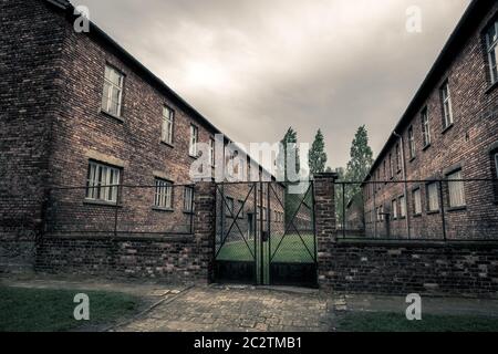 Caserne de prison allemande Auschwitz II Birkenau, en Pologne. Musée des victimes du génocide nazi des juifs Banque D'Images