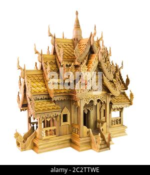 Jouet en bois Thaïlande house isolated on white Banque D'Images