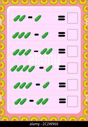 Mathématiques pour enfants d'âge préscolaire et tout-petits avec motif concombre Illustration de Vecteur