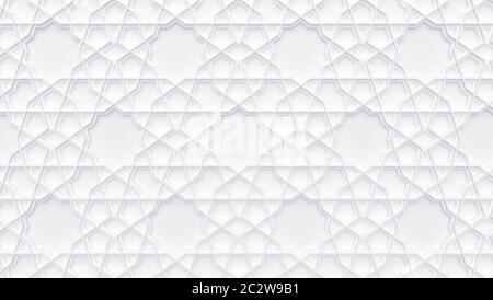 Décoration de motif islamique , motif persan . 3d Ramadan éléments islamiques . Circulaire géométrique symbole arabe ornemental . Blanc résumé backgroun Banque D'Images