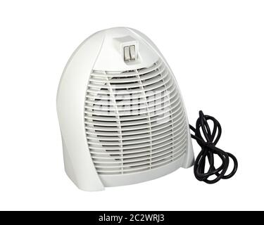 Réchauffeur d'air avec ventilateur électrique isolé sur fond blanc Banque D'Images