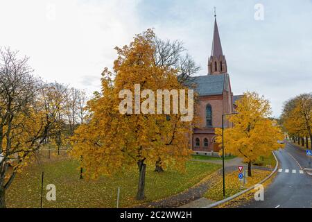 Domkirke Eglise en automne à Fredrikstad en Norvège Banque D'Images