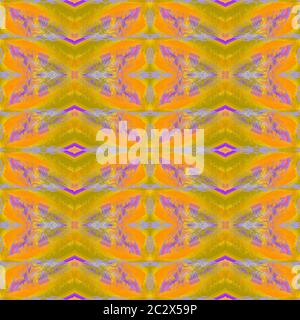 Motif losanges exotiques régulier vert olive orange et violet Banque D'Images