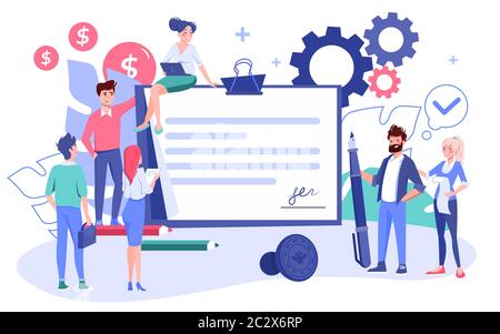 Signature de contrat de partenariat avec des hommes d'affaires Illustration de Vecteur