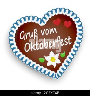 Coeur d'épices illustrée avec texte salutations de la Bière (Oktoberfest en allemand) 2019 2020 fois Banque D'Images