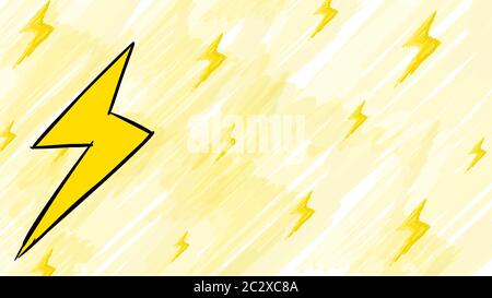 Arrière-plan Lightning dessin dessin style avec fond blanc. électrique, jaune, électrique, Thunder, Storm, Flash, signal lumineux. Banque D'Images