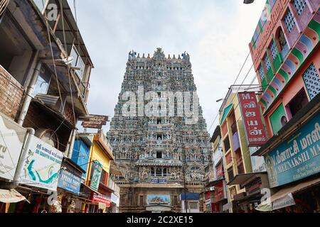 Meenakshi temple hindou à madurai, Inde Banque D'Images