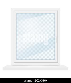 fenêtre en plastique blanc transparent avec illustration vectorielle de seuil de fenêtre isolée sur fond Illustration de Vecteur