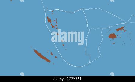 Contour de la plaque tectonique des nouvelles Hebrides avec les bordures des plaques environnantes sur le fond d'une carte de modèle. Rendu 3D Banque D'Images