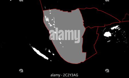 Forme de la plaque tectonique des nouvelles Hébrides avec bordures des plaques environnantes sur fond de masque blanc des continents et des îles. Rendu 3D Banque D'Images