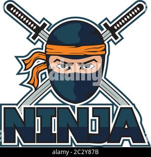 ninja avec épée et logo de masque. illustration vectorielle Illustration de Vecteur