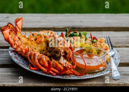 Fruits de mer et homard cuits Banque D'Images