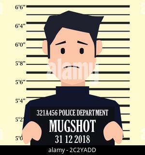 homme mugshot ligne criminelle avec fond à échelle centimétrique. illustration vectorielle Illustration de Vecteur