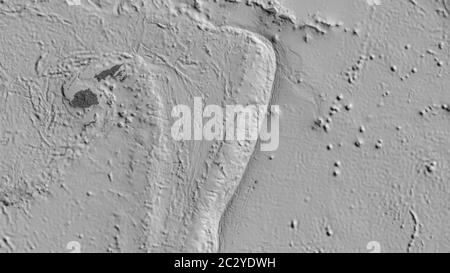 Carte biniveau de la zone autour de la plaque tectonique des Tonga. Rendu 3D Banque D'Images