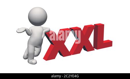 Collection de tailles d'étiquettes - panneau XXL rouge avec figurine 3D Banque D'Images