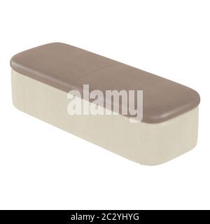 Banquettes en tissu marron-beige sur fond blanc. rendu 3d Banque D'Images